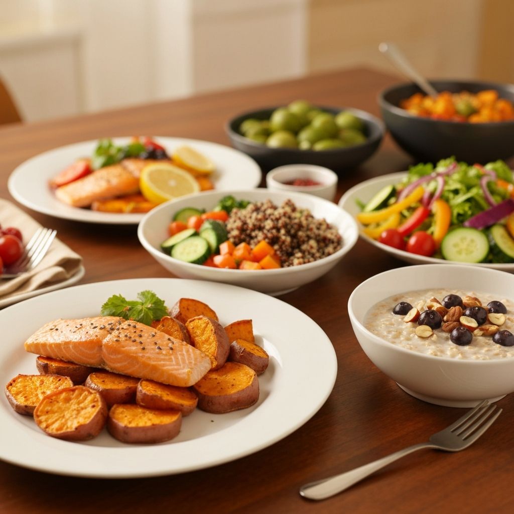 Različiti zdravi obroci i blokovi